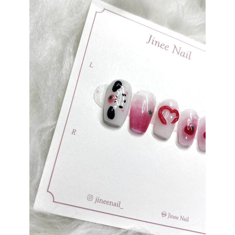 Heart Embossed Nail Tips - Egg Coffin / 하트 엠보