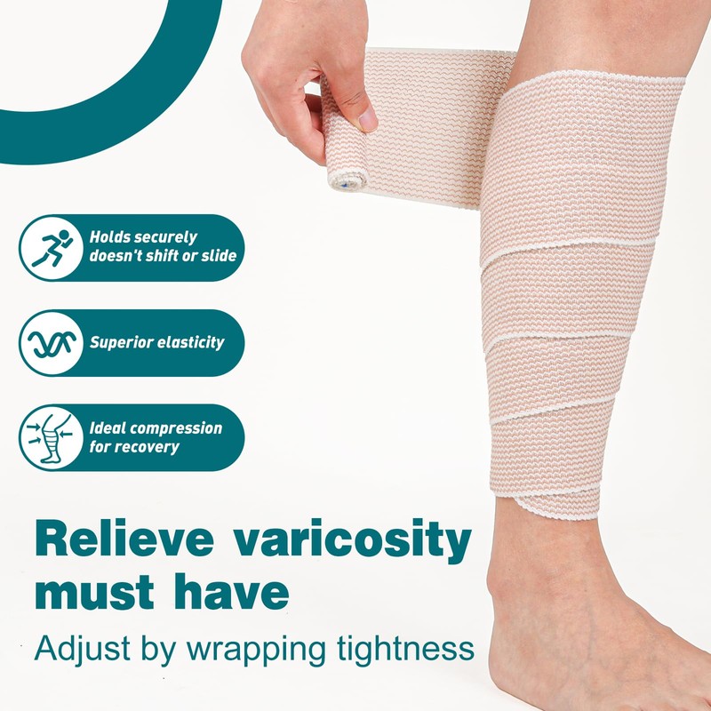 AZEN 4in Premium 2 Pack Elastic Bandage Wrap, Compression Wrap