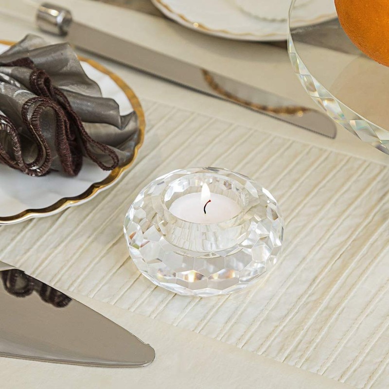Donoucls Crystal Tealight Holder Candlestick Home Decorations for Dinner Table