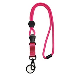 Heavy Duty Thick Rope Cord Lanyard with Metal Hook & Key Ring for ID Badge Keys, Safety Breakaway & Adjustable Length (1-Pack, #04 Fuchsia)