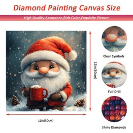 Auremi Gnome Diamond Painting Kits for Adults, 5D Christmas Diamond Art Kits Full Drill Diamond Paintings Kit Crafts for Adults Beginners, DIY Diamond Painting Packs Gem Art Wall Decor 12x12inch