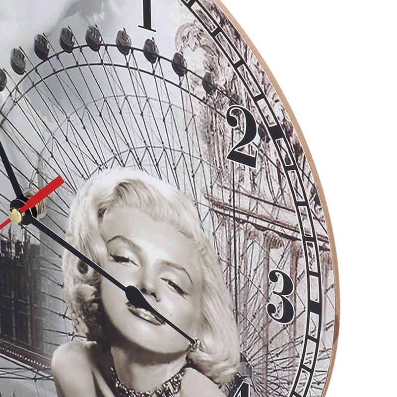 Wall Clock Antique Non Ticking Round Wall Clock Wooden Arabic
