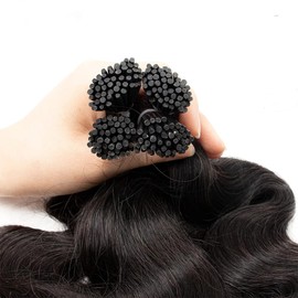 Real Human Hair I Tip Hair Extensions Body Wave 16inch Cold Fusion Hair Extensions 100Stands Pre Bonded Keratin I Tip Remy Hair Extension Stcik I Tip Hair Bundles Curly Microlink Beads Hair Extensions