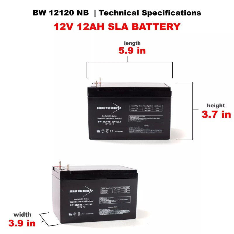 Bright Way Group BW12120NB 12 Volt 12 Amp Hour NB