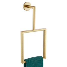 AONEON Towel Rings for Bathroom Wall Mounted Vertical Towel Rack Brushed Gold Stainless Steel Contemporary Hand Towels Holder Hanger, AN3005GD