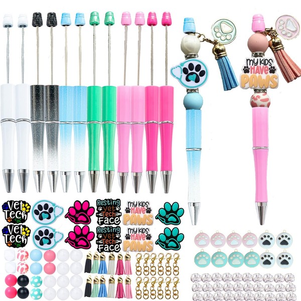 KnvsS Vet Animal Themed Beadable Pens Bulk DIY Make Your