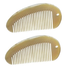 Healvian 2pcs Portable Natural Horn Combs for Hair Straightening Anti-static Design Fine Teeth for Family and Shine and Reduces Breakage