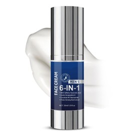 6-In-1 Face Moisturiser for Mens, Mens Moisturiser for All Skin Types, Hydrating Face Cream, with Caffeine & Hyaluronic Acid, 30ml