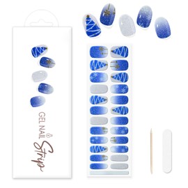 XEAOHESY 1 Sheet 24pcs Christmas Semi Cured Gel Nail Strips, Sticky and Not Easy to Fall Off, Softer and More Fitting, Waterproof and Long-Lasting, Needs to Be Cured With a Lamp(Style 3)