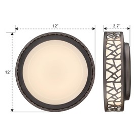 Flush Mount Ceiling Light, VICNIE 12 inch 15W LED Dimmable Lighting Fixture, 3000K Warm White, Oil Rubbed Bronze Fihished, ETL Listed for Kitchen, Hallway, Bedrooms (Metal Body and Acrylic Shade)