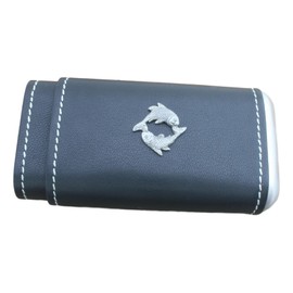 Scottish Piper Cigar Tube Leather Covered Black Case With Cedar Lining In Gift Box 276