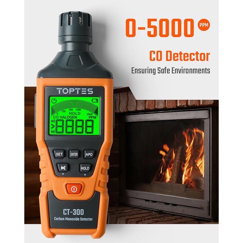 TOPTES CT-300 Portable CO Detector - Orange