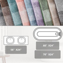 Yimobra Bathroom Rugs Mat, Luxury Soft Comfortable Plush Absorbent Microfiber Bath Rugs, Extra Thick Non Slip Shaggy Shower Rug, Machine Wash, Bath Carpet for Bathroom Floor, Tub, 56"x24", Blue Gray