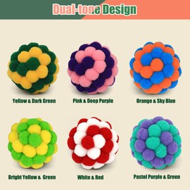 WaoDoing Cat Ball Toys, 2 Inches Soft Fuzzy Balls, 6-Pack Cat Toy Balls