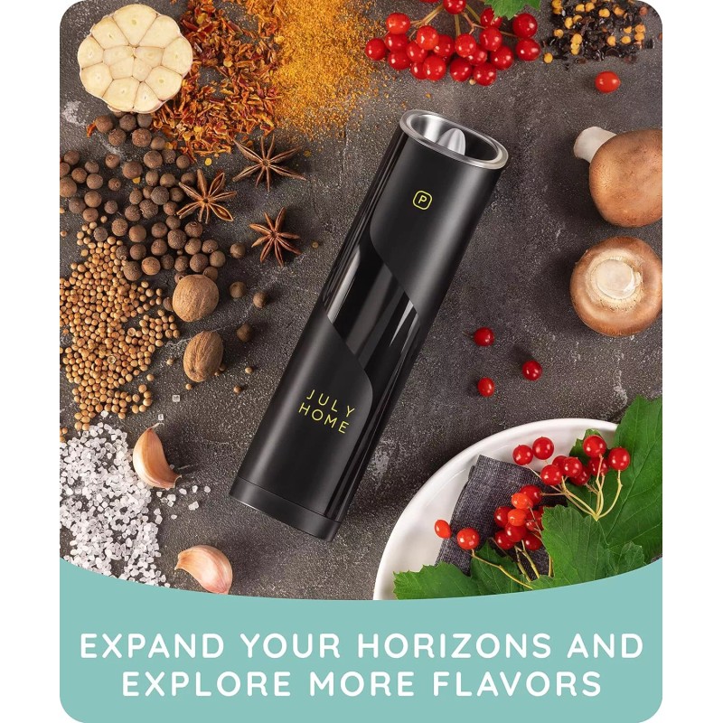 JULY HOME 2 Pack Gravity Electric Salt & Pepper Grinder