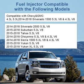 WMPHE Fuel Injectors Compatible with 2014-2018 Chevy Silverado 1500 2500, 2015-2018 Suburban & Tahoe, 2014-2018 GMC Sierra 1500, 2015-2018 GMC Yukon & Yukon XL 5.3L Replacement for 12668390 12672368