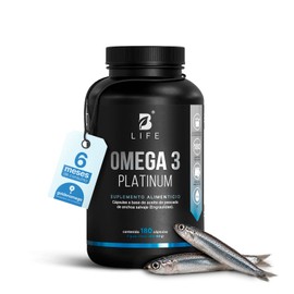 Omega 3 Aceite de Anchoa Salvaje con 180 Cápsulas de 1000 mg. Libre de Metales Pesados. Ingredientes Naturales. Omega 3 Platinum B Life.