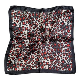 Kiran Fashion Satin Silk Scarf Small Plain Neckerchief Headband Wrap Square Shiny 50cm X 50cm (Black Leopard)