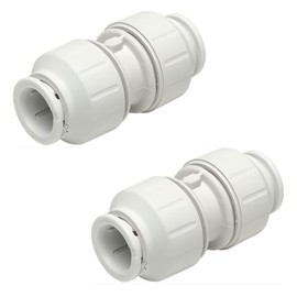 JD Brands 15mm Push Fit Straight Connectors (2 Pack) | Tool-Free Pushfit Plumbing Fittings for 15mm Copper & Plastic Pipes | Easy-Fit Radiator & Water Pipe Fittings – Equal Straight Push-Fit Joint
