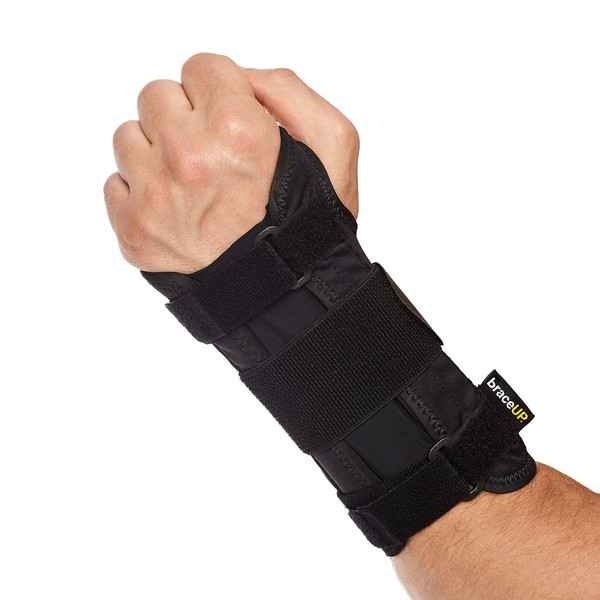 BraceUP Wrist Support Brace with Metal Hand Splint for Carpal Tunnel Wrist Support, Left or Right Hand Support and Tendonitis Arthritis Pain Relief - for Men and Women (L/XL, Left Hand)