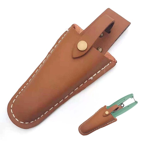 Pruning Scissors Case, Pruning Shears Case, Leather, Scissors Case, Snap Button Design, Lightweight, Portable, Scissors Tool Storage, For Home and Gardening, Approx. 8.1 x 3.1 inches (20.5 x 8 cm),