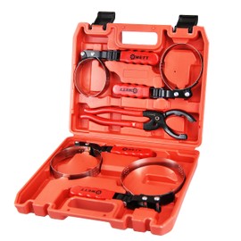 WETT Swivel Oil Filter Wrench Set, 5-Piece Standard Oil Filter Removal Tool, with 12" Adjustable Oil Filter Plier, Stainless Steel Remover Pliers (2-3/4" to 5-1/4")