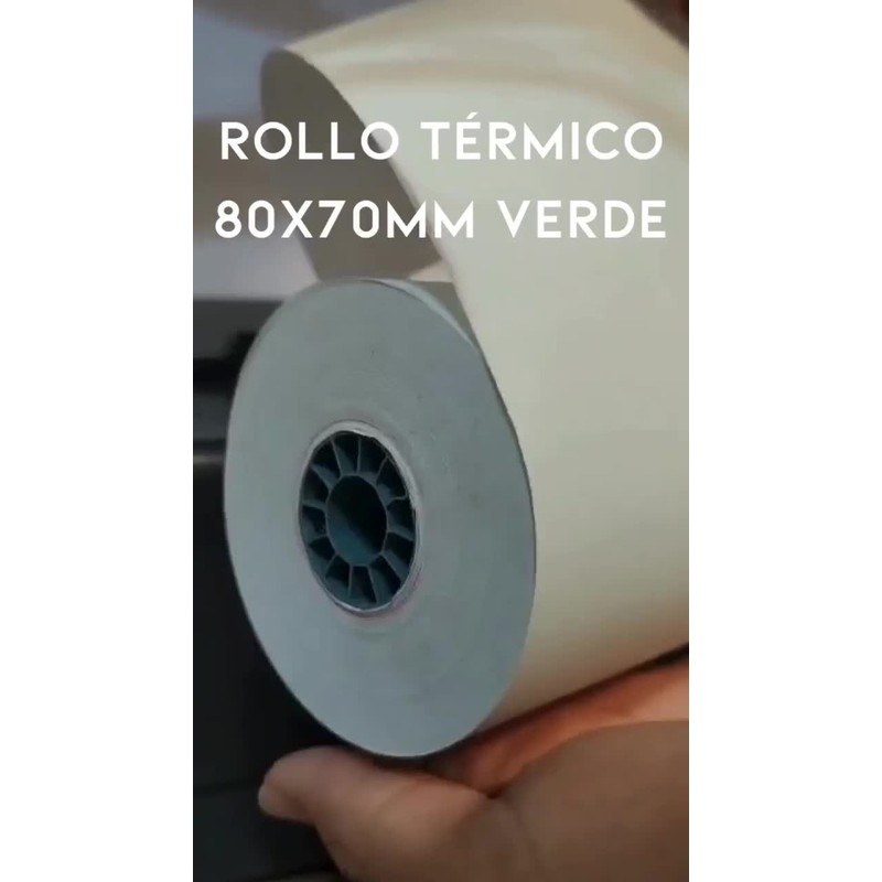 20 Rollos Papel Térmico 80x70 Color Verde Impresora 80mm Color