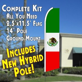 MEXICO/Mexican Flag Flutter Feather Banner Flag Kit (Flag, Pole, & Ground Mt)