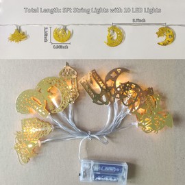Wxuean Ramadan Eid Decoration Lights Battery Powered 5Ft Eid String Lights 10 LEDs Moon, Star, Castle, Lantern Lights, Indoor Ramadan Decorations Lights Warm White Fairy Lights for Room Outdoor Decor