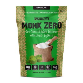 Monk Zero - Monk Fruit Sweetener, Non-Glycemic, Keto Approved, Zero Calories, 1:1 Sugar Substitute (Granular, 40oz)