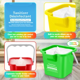 Vesici 6 Sets 3 Quart Cleaning Bucket with Microfiber Cleaning Cloths Small Sanitizing Square Bucket Detergent Plastic Utility Pail with Handle for Household Restaurant Office School Use (Colorful)