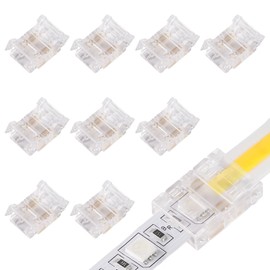 MELIFE RGB LED Light to Strip Connectors, 4Pin 10mm Waterproof LED Adapter Connectors, Transparent Solderless LED Light Strip Connectors for Strip Light Unwired Gapless Track Lighting Connector