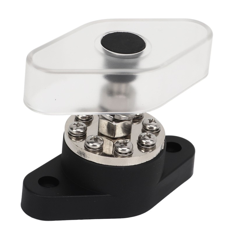Distribution Stud Junction Post Black 3/8in 300A with Transparent Cover