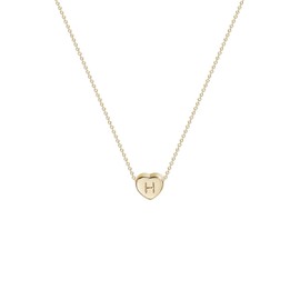 HIGH PRODUCTIONS-Collar "Pequeño Corazon" Dorado con Inicial-Delicado Collar tipo gargantilla con dije en forma de Corazón con Letra Grabada Bañado en Oro de 14 Kilates-Regalo para Joven o para Mujer (H)