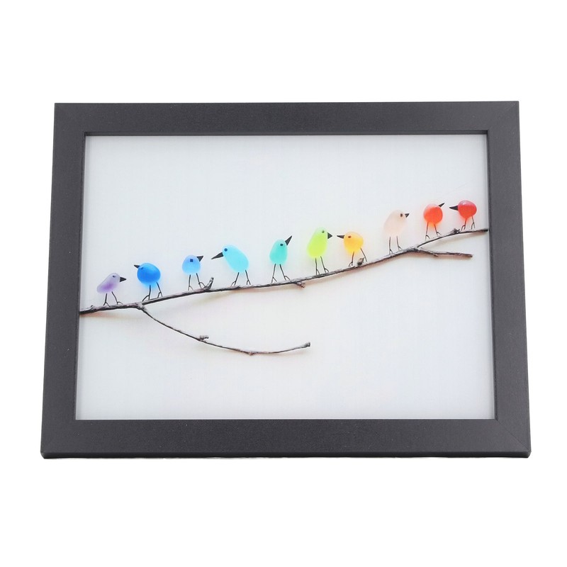 Photo Frame Black Decorative Rugged Multifunctional Sea Glass Birds Picture
