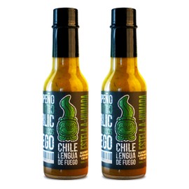 Hot Sauce | Chile Lengua de Fuego (Pack of 2, Estela A-Humada) - Medium Heat Smoky Salsa Verde with Jalapeño, Cilantro, Garlic & White Oak Smoke