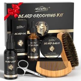POP MODERN.C Beard Growth Kit Beard Grooming Kit 6pcs Beard Wash Shampoo Beard Oil Beard Balm Beard Comb Brush Scissors