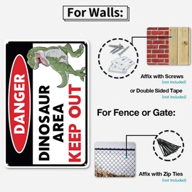 Danger Dinosaur Area Keep out 8 X 12 Inch Vintage Metal Sign Novelty Decor Dinosaur Room Boys Kids Room Wall Decoration Bedroom Decorations Lover Gifts