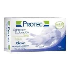 Protec Guantes descartables Protec Exploración ambidiestro no estéril color blanco talle G de látex con polvo x 100 unidades