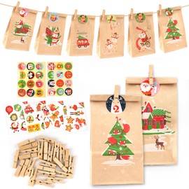 DIY Advent Calendar Kit, Craft Advent Calendar 2024, Christmas Empty Advent Calendar to Fill Yourself, 24 Bags Fill Your Own Advent Calendar Bags, Fillable Advent Calendar Fillers for Kids