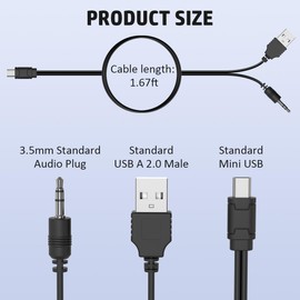 EAGLEGGO USB2.0 Charging Cord to Mini B Male and 3.5mm Jack Plug Audio Cable for iHome IHM60 IHM61 IHM59 Speakers MP3/MP4 Bluetooth Speaker (Mini USB)