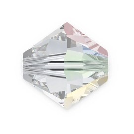 50 abalorio de vidrio bicónicas de 6 mm, compatible con cristales Swarovski 5301/5328, Transparente AB, 50