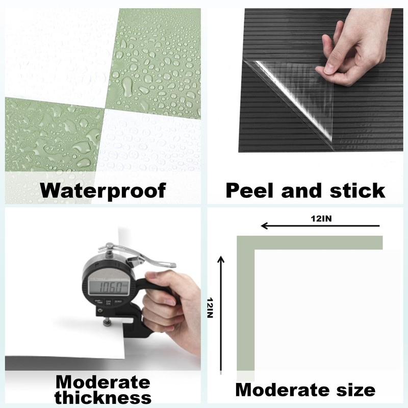 Alow Peel and Stick Floor Tile Waterproof, 30pcs Light Green