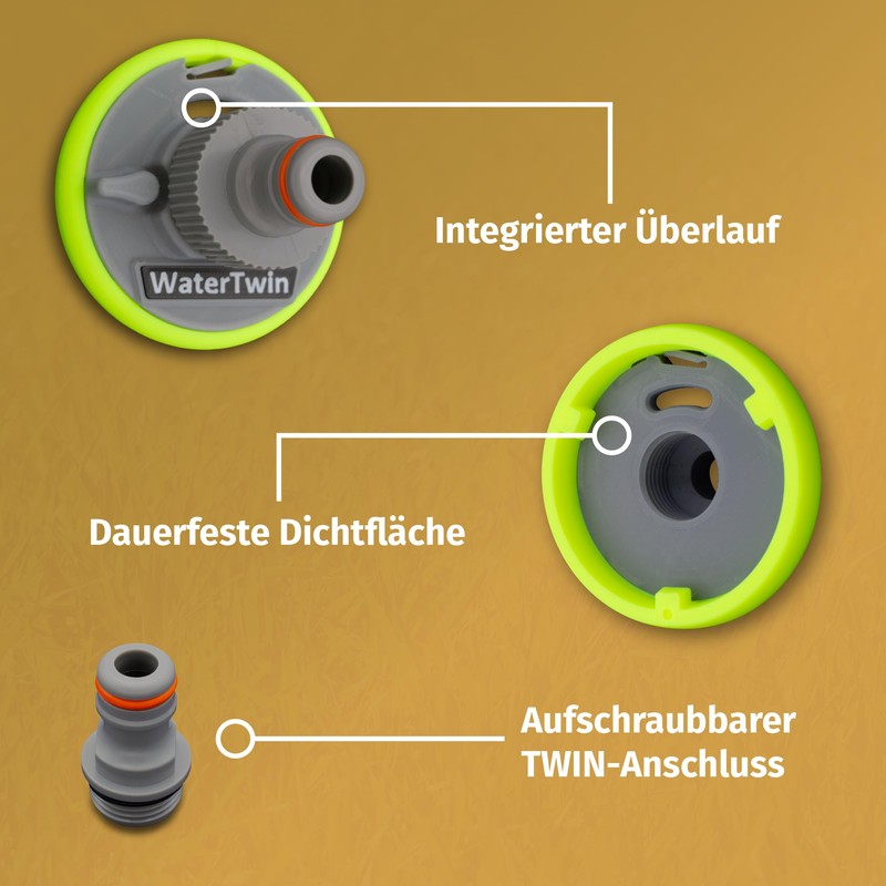 Water tank cap with connection for Gardena system for mobile