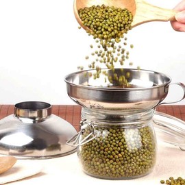 Stainless Steel Wide-Mouth Funnel Rust-Resistant Canning Funnel Kitchen Cooking Jars Funnel with Handle for Easy Transferring(Mouth Dia: 4.1inch)