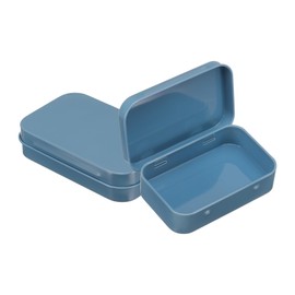 uxcell 2pcs Metal Tin Box, 3.7x2.4x0.8 Mini Portable Rectangular Empty Tinplate Small Storage Container Airtight Tins with Lids for Candy Favors Crafts Christmas Gifts, Blue
