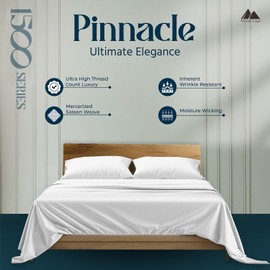 Mayfair Linen 100% Egyptian Cotton Sheets Queen Size - 1500 Series Queen Size Sheets Set Egyptian Cotton, Luxury Bedsheet (White, 4 PC), Soft, Cooling, 17" Deep Pocket Sateen Weave Bedsheet Set