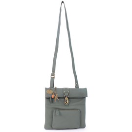 Catwalk Collection Handbags - Women's Leather Anti Theft Cross Body Bag - Small Messenger Bag - Adjustable Shoulder Strap - DISPATCH - Dark Green
