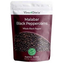 Viva Doria Malabar Black Peppercorns, Whole Black Pepper, Black Peppercorn For Grinder Refills, 12 Ounces