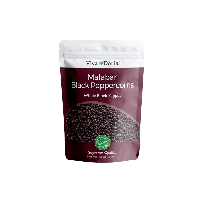 Viva Doria Malabar Black Peppercorns, Whole Black Pepper, Black Peppercorn